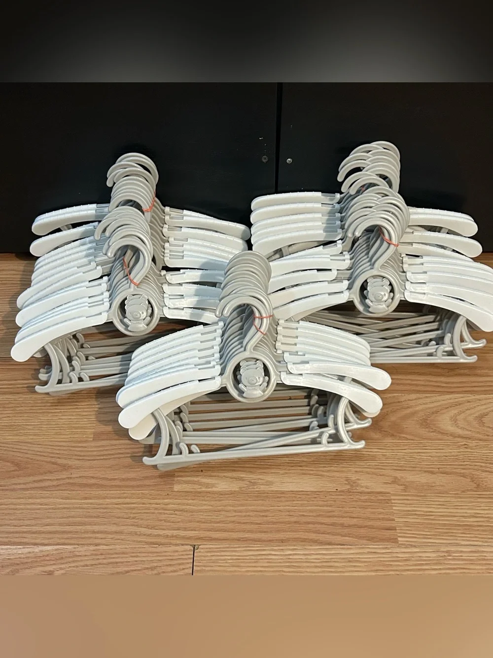 49 Pc Baby Clothes Hangers w/Bear Adjustable Interlocking Infant Kid Child